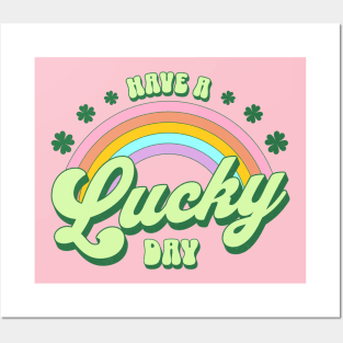 Have a Lucky Day St Patricks Day Kawaii Rainbow Posters and Art